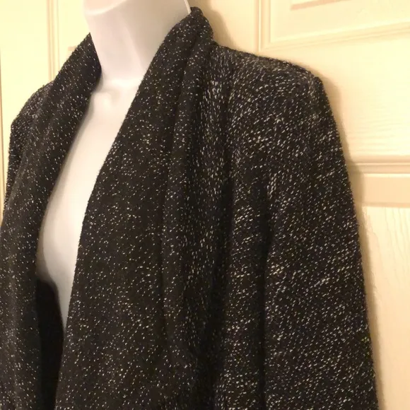 New Black   White Drape Front Cardigan Jacket