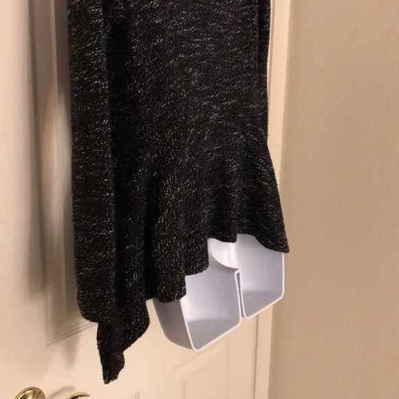 New Black   White Drape Front Cardigan Jacket