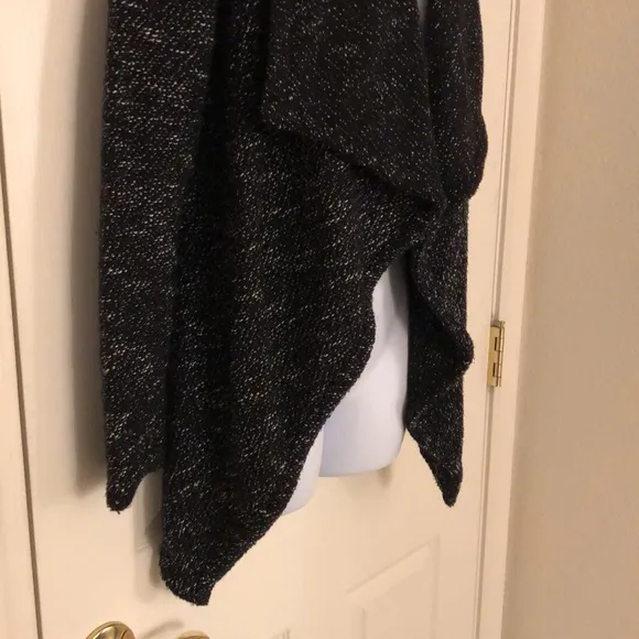 New Black   White Drape Front Cardigan Jacket