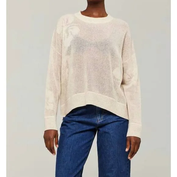 NEW BRODIE CASHMERE aloha open crew sweater in cynet/acid lime