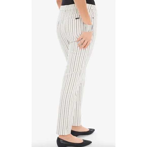 New Chico's So Slimming Textured-Stripe Girlfriend Ankle Jeans Women's Size 14