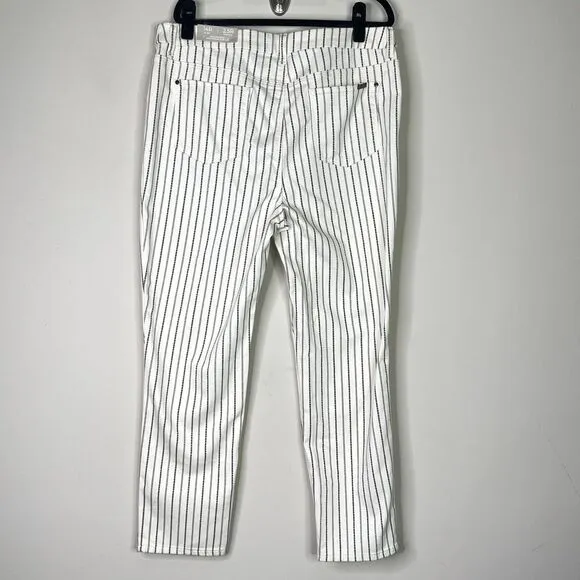 New Chico's So Slimming Textured-Stripe Girlfriend Ankle Jeans Women's Size 14