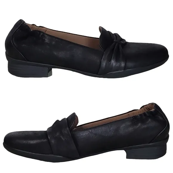 New Dansko karen burnished nubuck bow belted casual career slip on loafers black
