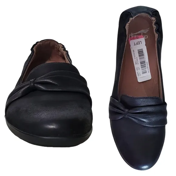 New Dansko karen burnished nubuck bow belted casual career slip on loafers black