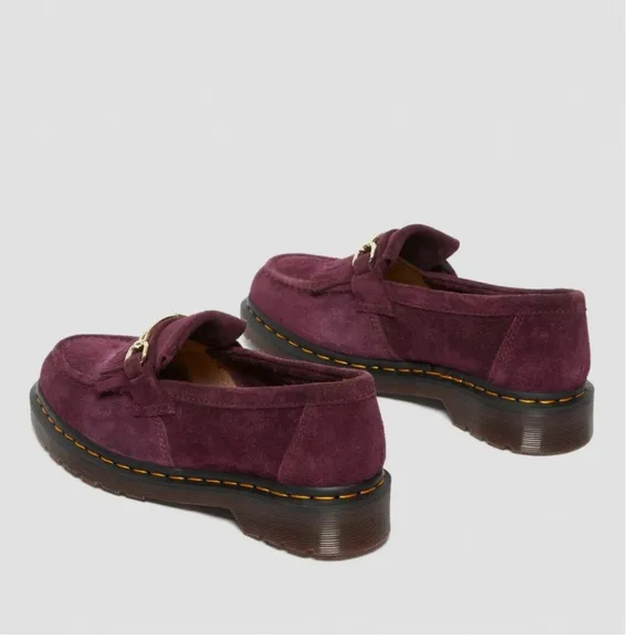 New Dr. Martens Adrian Snaffle Suede Loafers Plum Size Women 8/ Men 7