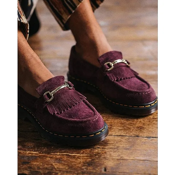 New Dr. Martens Adrian Snaffle Suede Loafers Plum Size Women 8/ Men 7