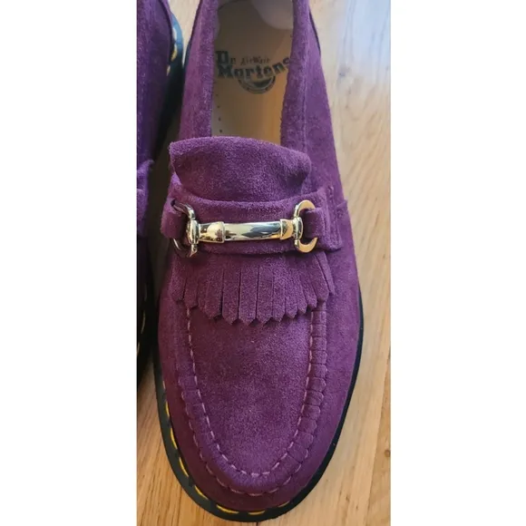 New Dr. Martens Adrian Snaffle Suede Loafers Plum Size Women 8/ Men 7
