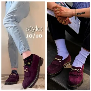 New Dr. Martens Adrian Snaffle Suede Loafers Plum Size Women 8/ Men 7