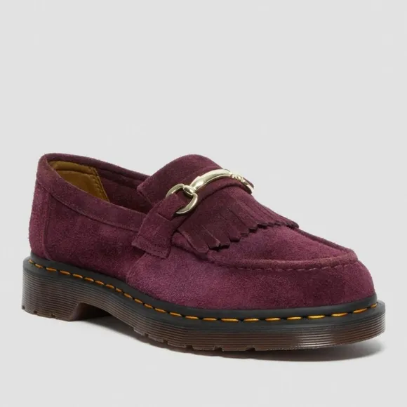 New Dr. Martens Adrian Snaffle Suede Loafers Plum Size Women 8/ Men 7