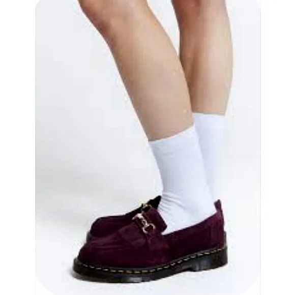 New Dr. Martens Adrian Snaffle Suede Loafers Plum Size Women 8/ Men 7