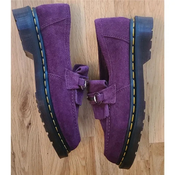 New Dr. Martens Adrian Snaffle Suede Loafers Plum Size Women 8/ Men 7