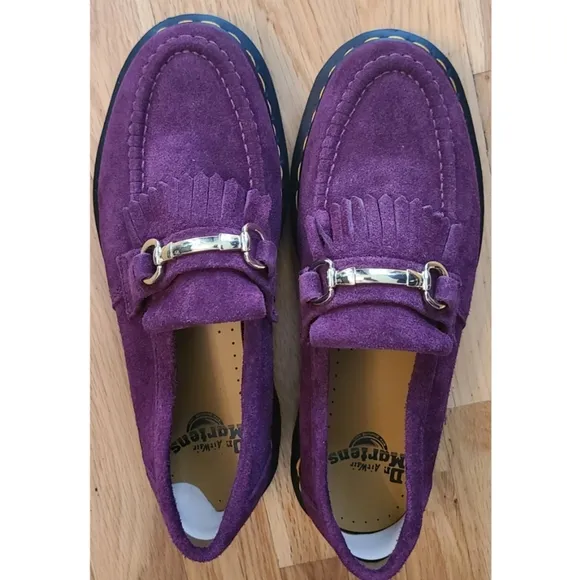 New Dr. Martens Adrian Snaffle Suede Loafers Plum Size Women 8/ Men 7