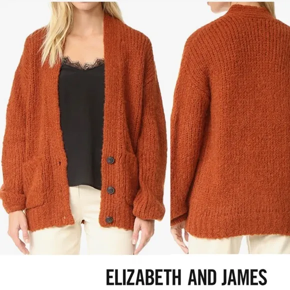 New ELIZABETH AND JAMES Wool chunky-knit cardigan