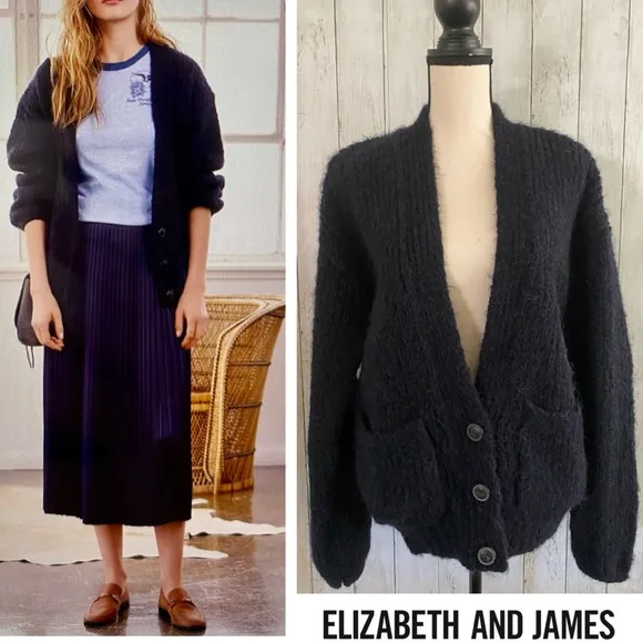 New ELIZABETH AND JAMES Wool chunky-knit cardigan