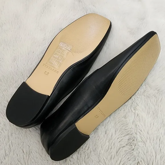 NEW Everlane The Day Square Toe Elegant Black Leather Loafers