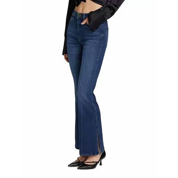 NEW FRAME le easy flare side slit jeans in calvin