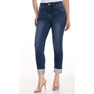 NEW FRANK LYMAN sparkle cuff jean in blue