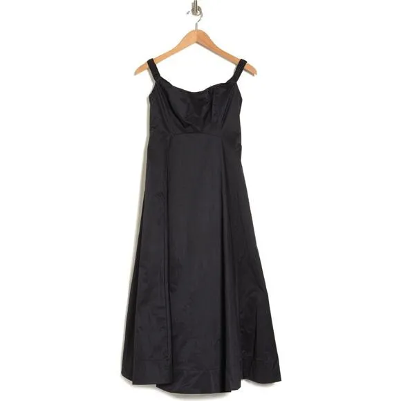 New Free People Alinda Dress $228 SIZE 0 Black Off-The-Shoulder Midi