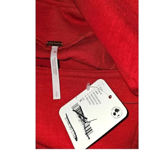 New Free People Elsie Midi Dress $198 SMALL Red Fit-and-Flare Open Back