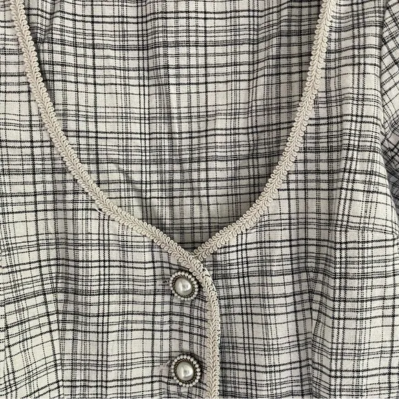 New! Free People Juni B tweed plaid pearl Mini Dress nwot 20977