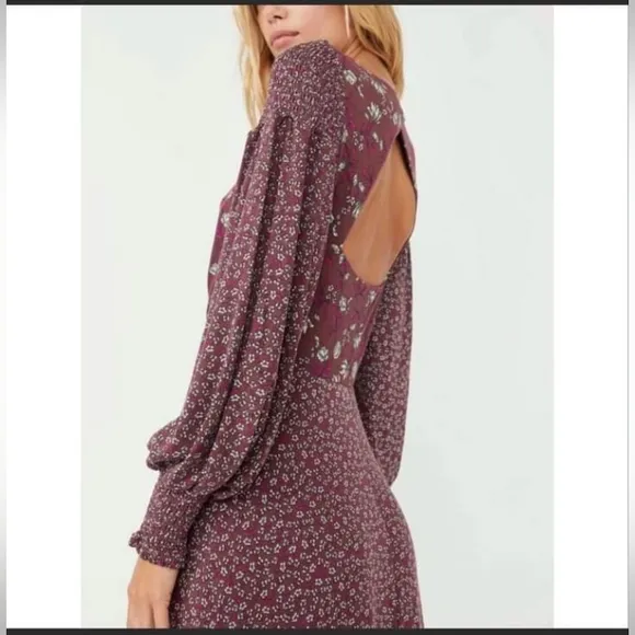 NEW Free People Women's Love Story Maxi Dress, Raisin Combo, Purple, Floral, M