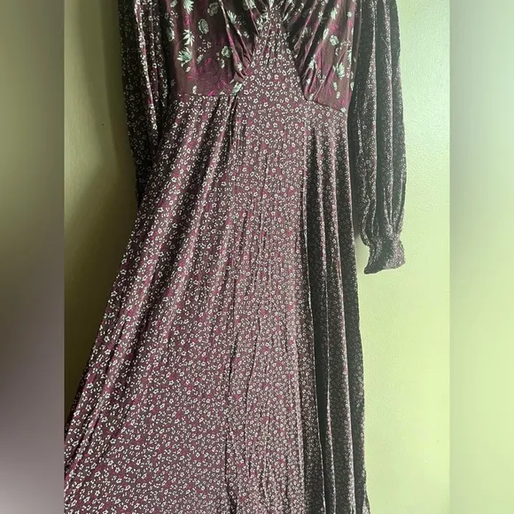 NEW Free People Women's Love Story Maxi Dress, Raisin Combo, Purple, Floral, M
