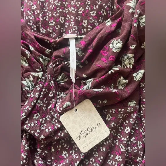 NEW Free People Women's Love Story Maxi Dress, Raisin Combo, Purple, Floral, M