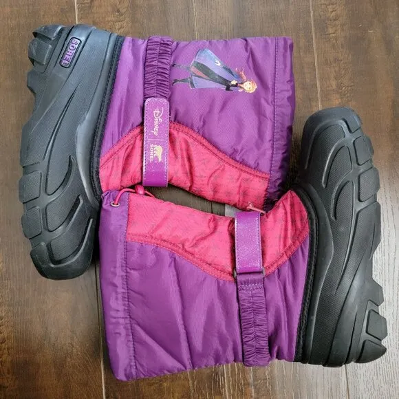 NEW Frozen Sorel Winter Boots Girls 6 Flurry Disney Frozen Snow Boots Purple