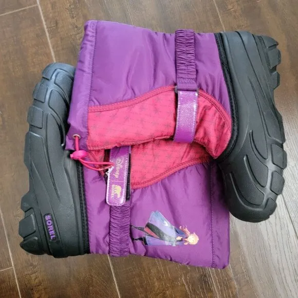 NEW Frozen Sorel Winter Boots Girls 6 Flurry Disney Frozen Snow Boots Purple
