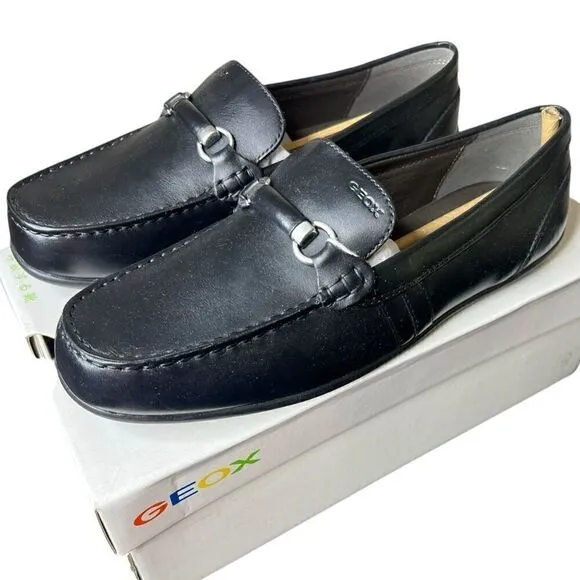 NEW Geox Boys' Penny Loafers Black Size 41C EU / 7C US (Big Kid)
