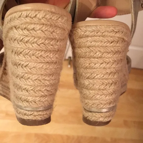 New golden wedge espadrilles
