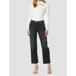 NEW HUDSON remi high rise straight jeans in black rain