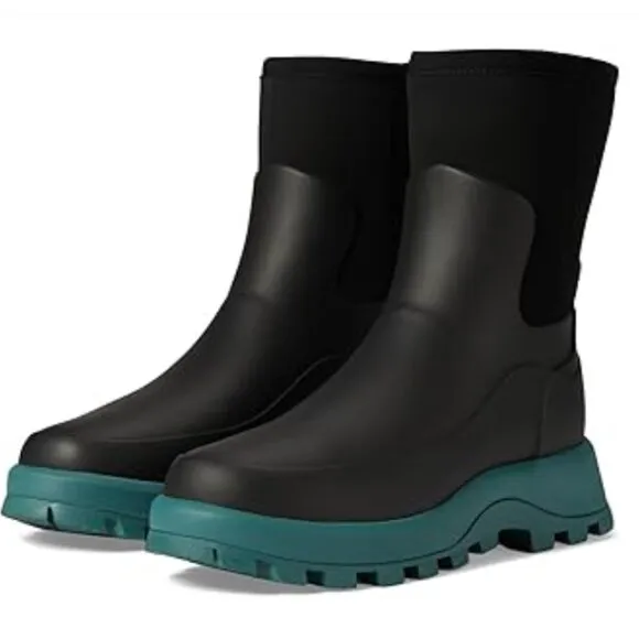 new Hunter‎ City Explorer Short Rain Boots  Waterproof  Black/Teal Temp0 (252)