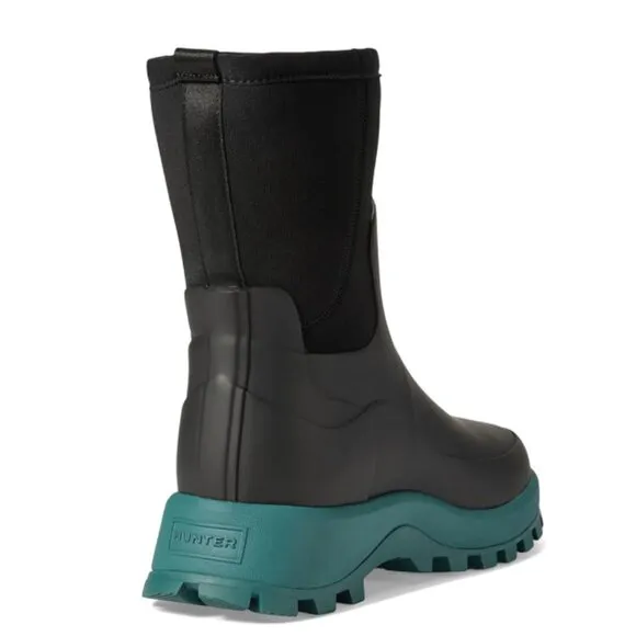 new Hunter‎ City Explorer Short Rain Boots  Waterproof  Black/Teal Temp0 (252)