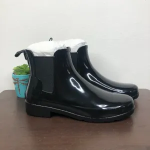 NEW Hunter Original Refined Chelsea Black Glossy Ankle Boots Women's 6