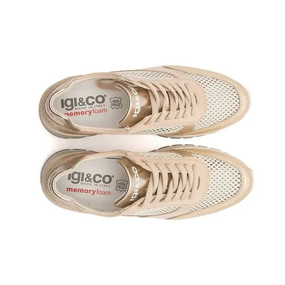 NEW  IGI&amp;CO Made In Italy Mesh and  Leather Sneakers 4M2