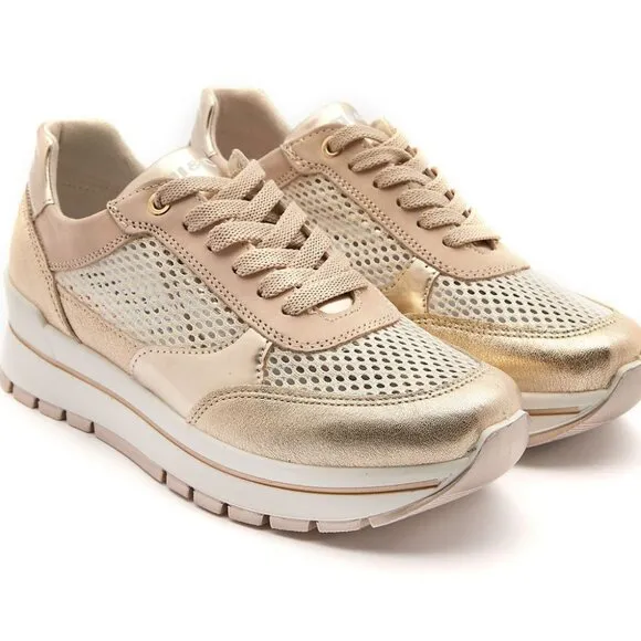 NEW  IGI&amp;CO Made In Italy Mesh and  Leather Sneakers 4M2