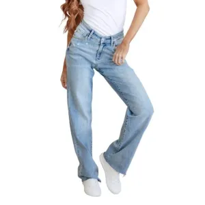 NEW JUDY BLUE high rise v front waistband straight jeans in light wash