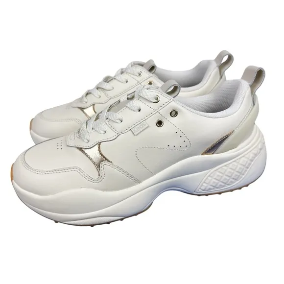 NEW Keds Cross City Trainer Leather Lace Up Sneakers Egret/ Gold Women’s Size 9