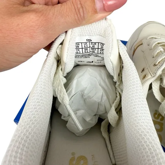 NEW Keds Cross City Trainer Leather Lace Up Sneakers Egret/ Gold Women’s Size 9