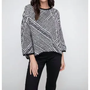 NEW LIV BY HABITAT striped fringe swing pullover in black