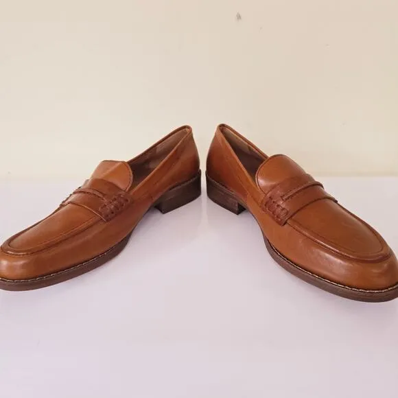 New Madewell The Elinor Loafer Brown Leather Penny Flats Women's Size 8.5