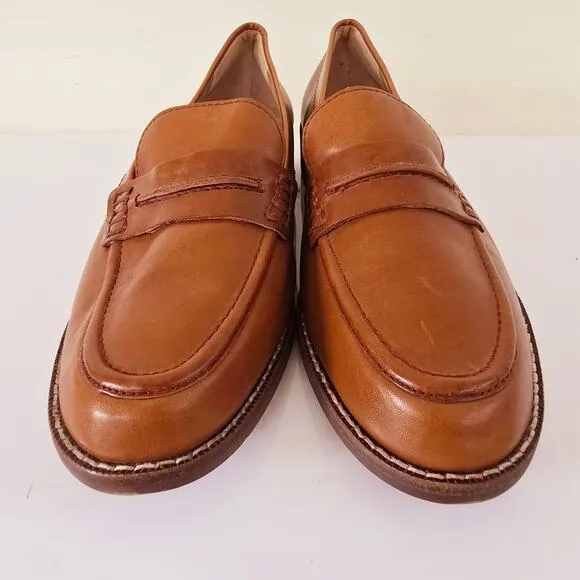 New Madewell The Elinor Loafer Brown Leather Penny Flats Women's Size 8.5
