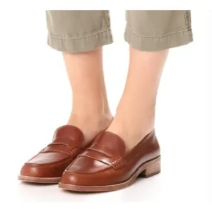 New Madewell The Elinor Loafer Brown Leather Penny Flats Women's Size 8.5