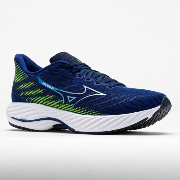 NEW MIZUNO men's wave rider 28 sneakers in reflex blue/white