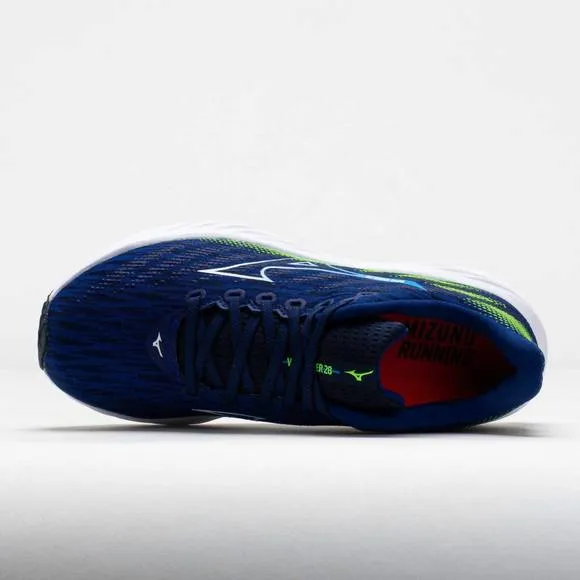 NEW MIZUNO men's wave rider 28 sneakers in reflex blue/white