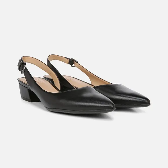 New naturalizer sz11W black banks pointed toe sling back flats shoes leather