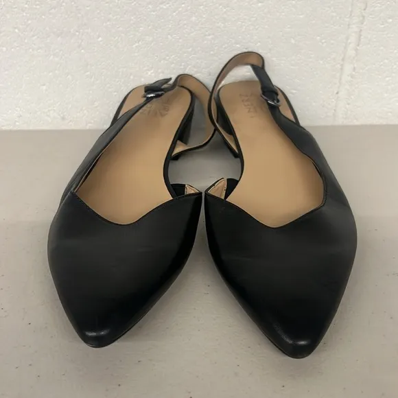 New naturalizer sz11W black banks pointed toe sling back flats shoes leather