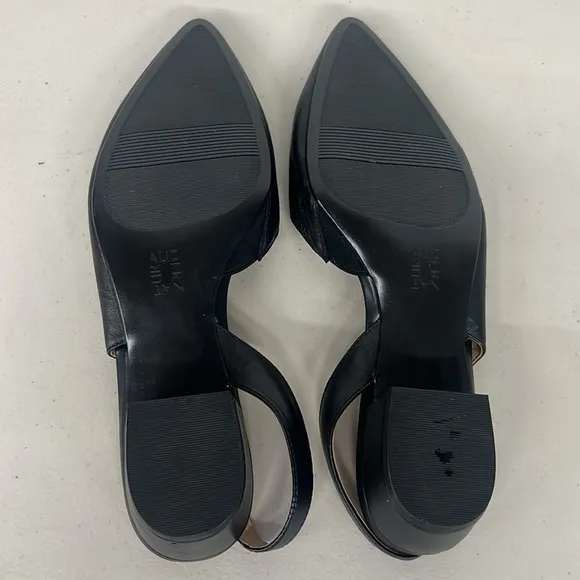 New naturalizer sz11W black banks pointed toe sling back flats shoes leather