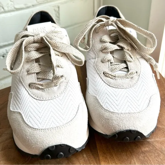 NEW P448 Cancun Rafia Sneaker Neutral White Beige Cream Leather 38 7.5-8